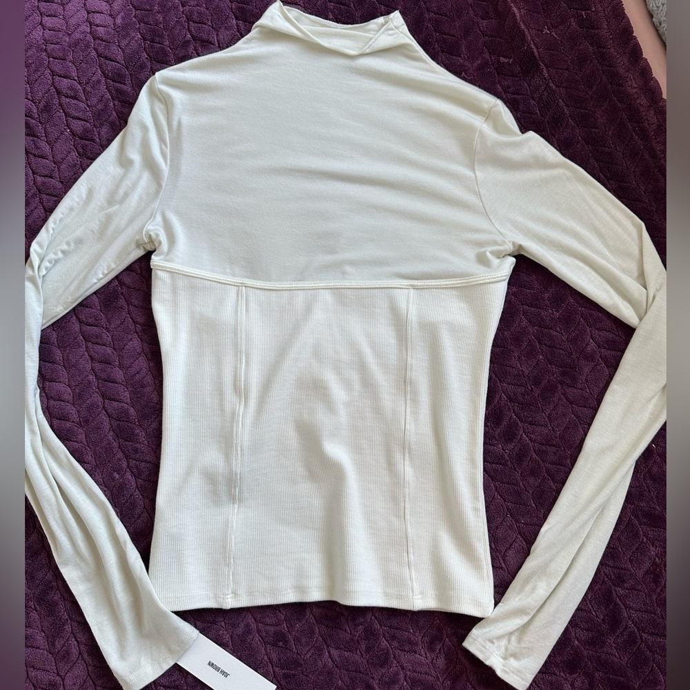 Joah Brown Corset Long Sleeve Bone M/L *NWT* - Picture 4 of 4